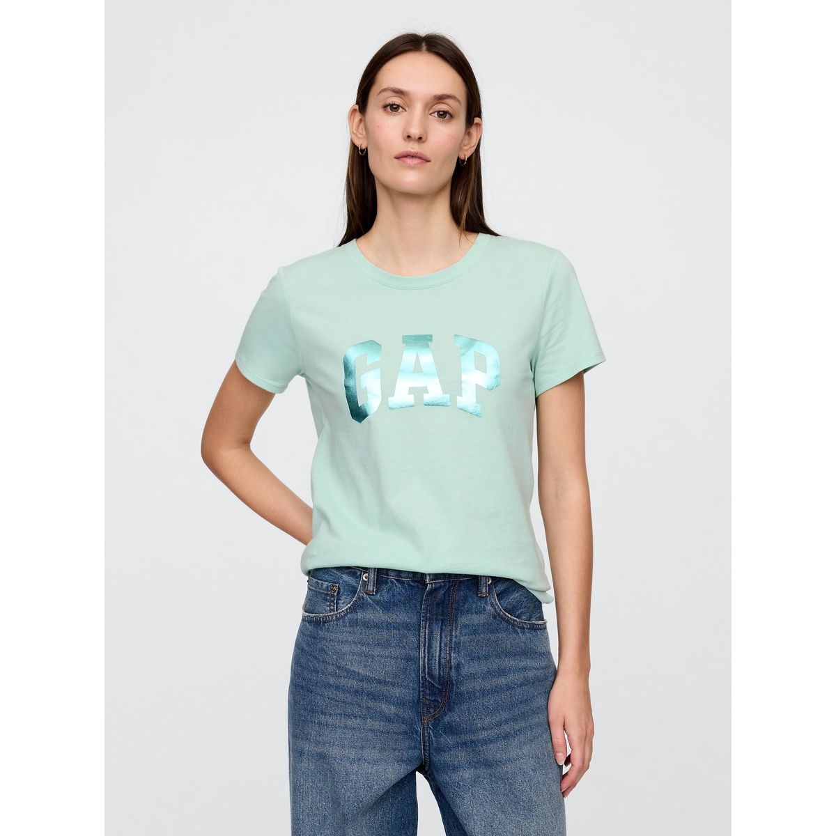 GAP - Polera Mujer Logo Shine Manga Corta Verde Gap