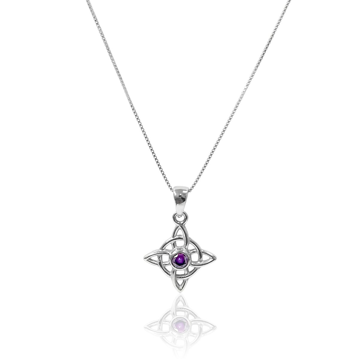COGGIOLA - Collar Nudo De Bruja Circón Morado Plata Fina 925