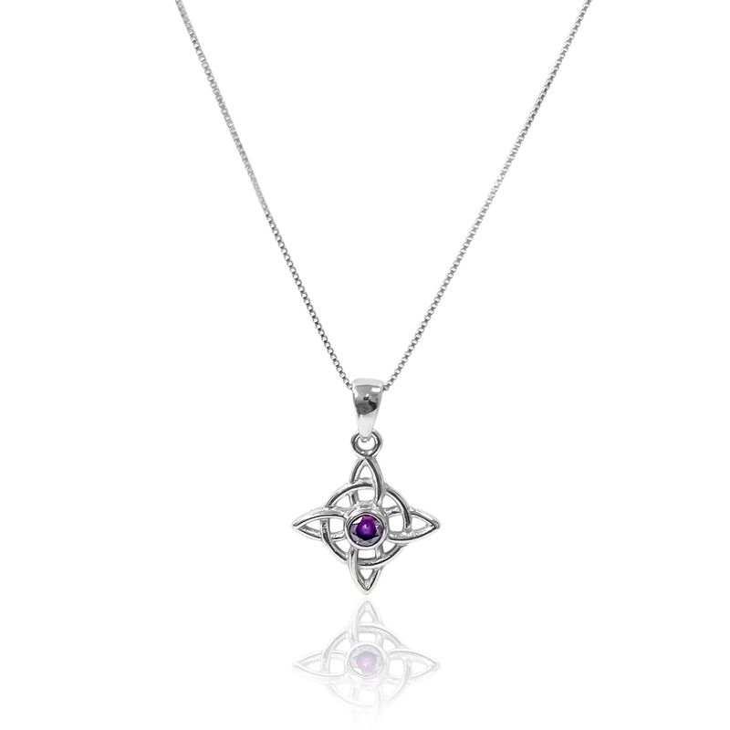 ANDREA COGGIOLA JOYAS - Collar Nudo De Bruja Circón Morado Plata Fina 925