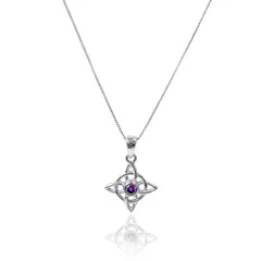 ANDREA COGGIOLA JOYAS - Collar Nudo De Bruja Circón Morado Plata Fina 925