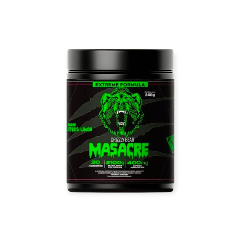 GRIZZLY - PRE ENTRENO MASACRE 240GR 30 SERVICIOS CITRUS LEMON - GRIZZLY BEAR