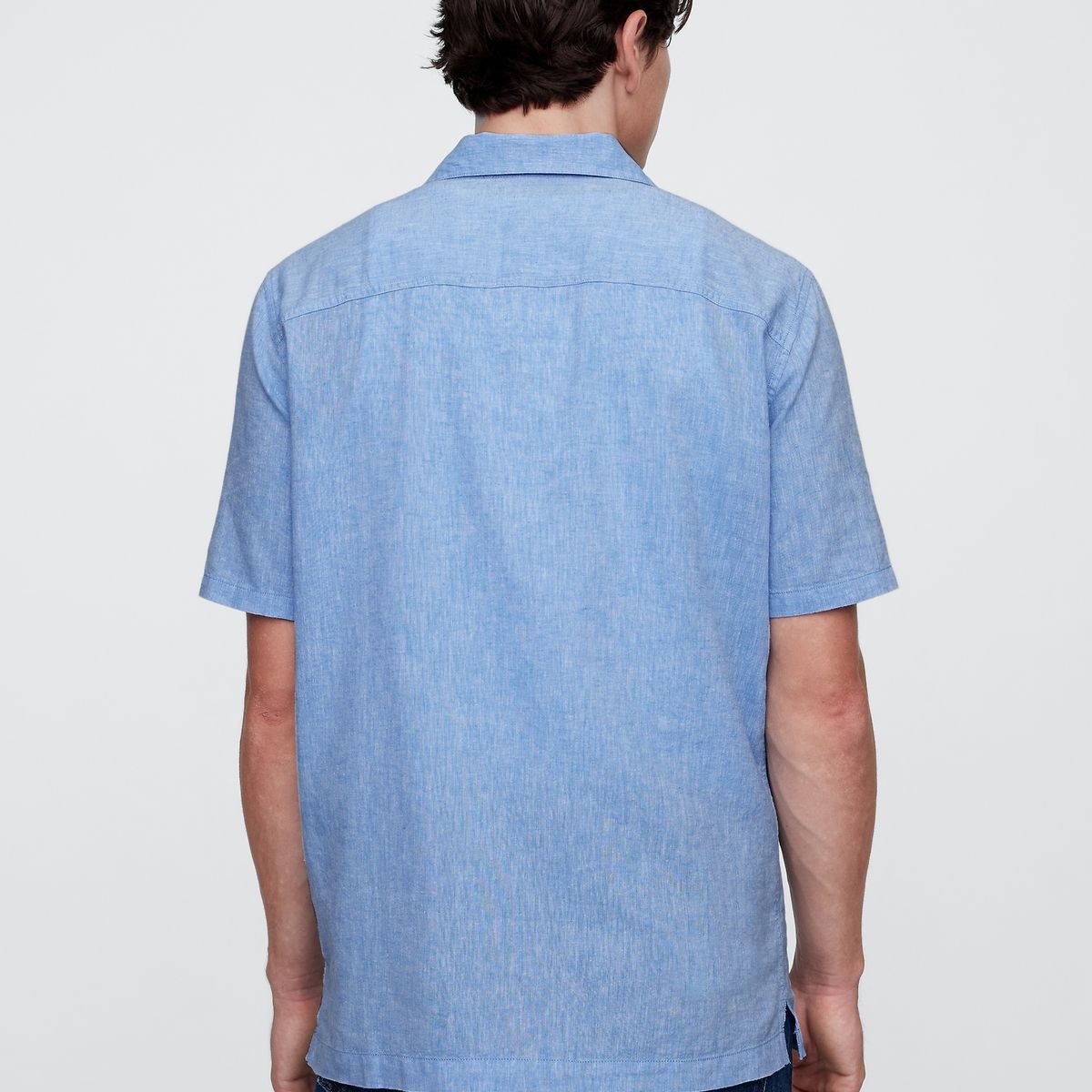 GAP - Camisa Hombre Lino Resort V25 Manga Corta Azul Gap
