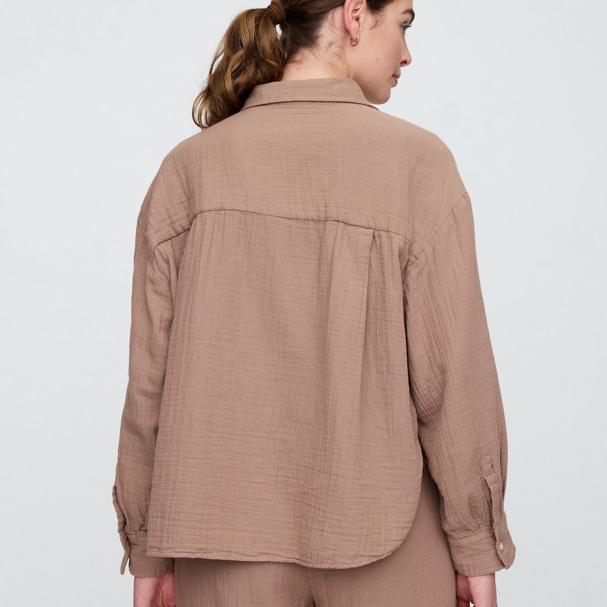 GAP - Blusa Mujer Big Gauze Manga Larga Café Gap