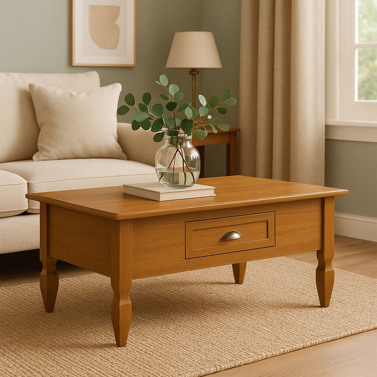 EXIT - Mesa de Centro Rectangular 100% Madera 100x45x60 cm Capri