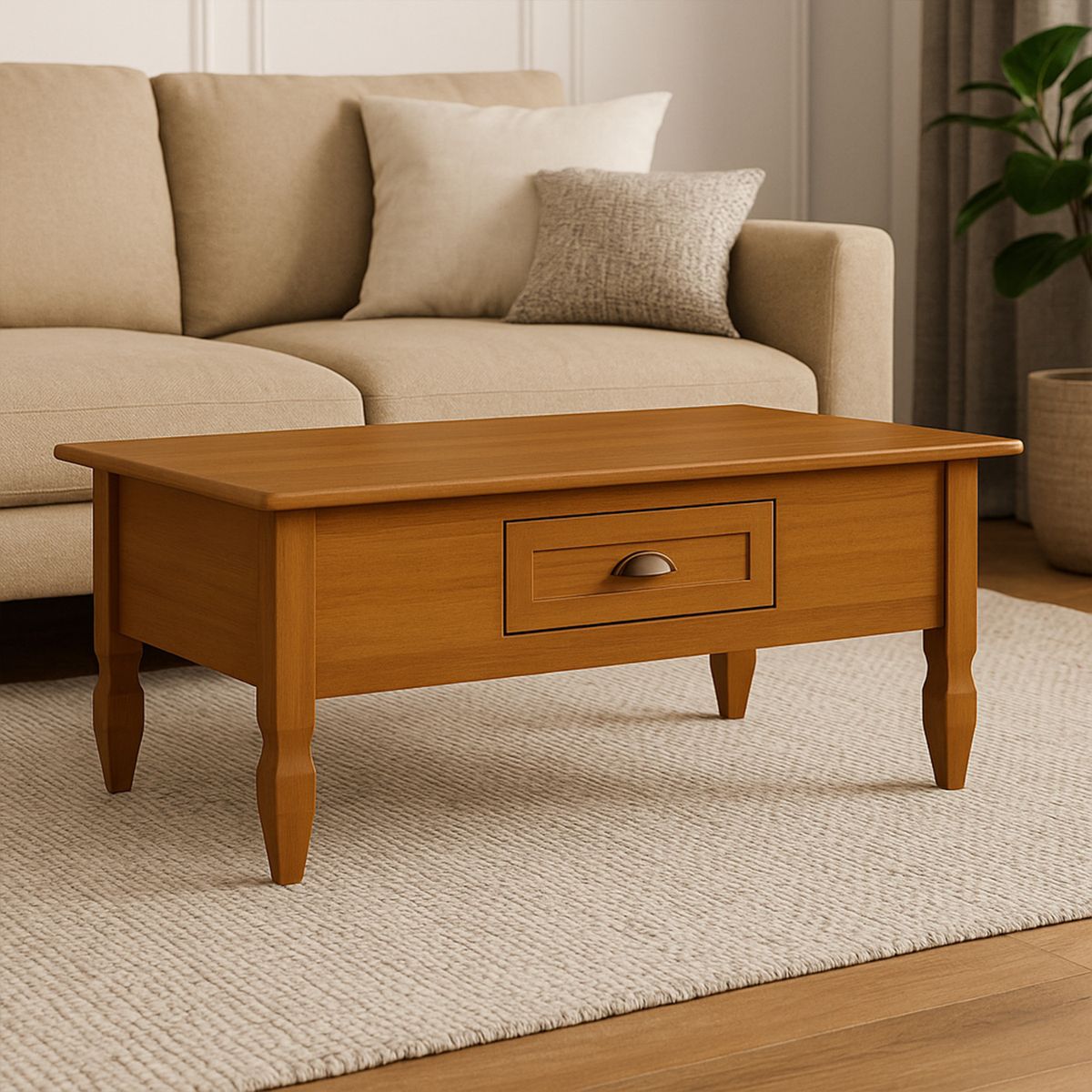 EXIT - Mesa de Centro Rectangular 100% Madera 100x45x60 cm Capri