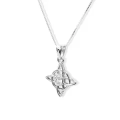 ANDREA COGGIOLA JOYAS - Collar Nudo De Bruja Circón Blanco Plata Fina 925
