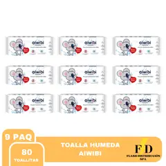 AIWIBI - TOALLAS HUMEDAS 9991% AGUA PACK 9X80UN