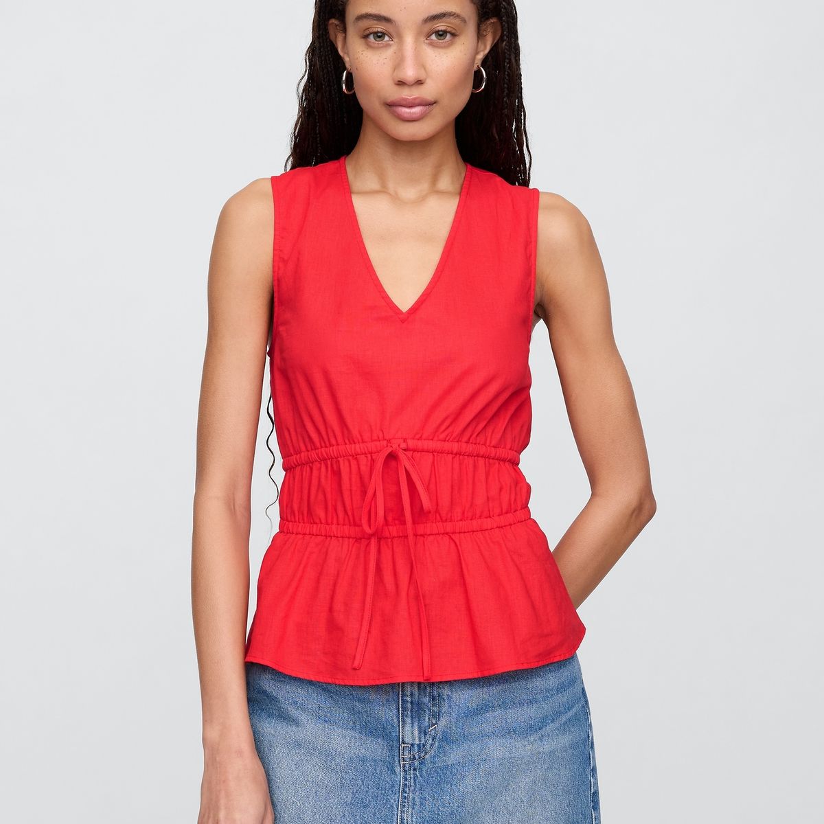 GAP - Blusa Mujer Lino Sin Mangas V25 Negro Gap