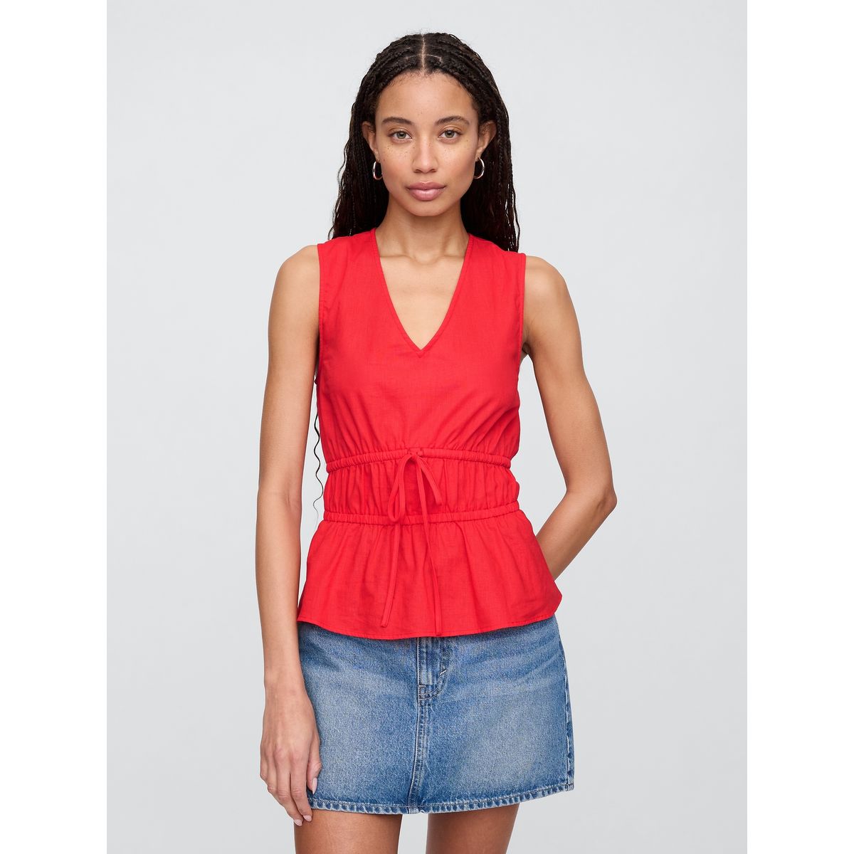 GAP - Blusa Mujer Lino Sin Mangas V25 Negro Gap