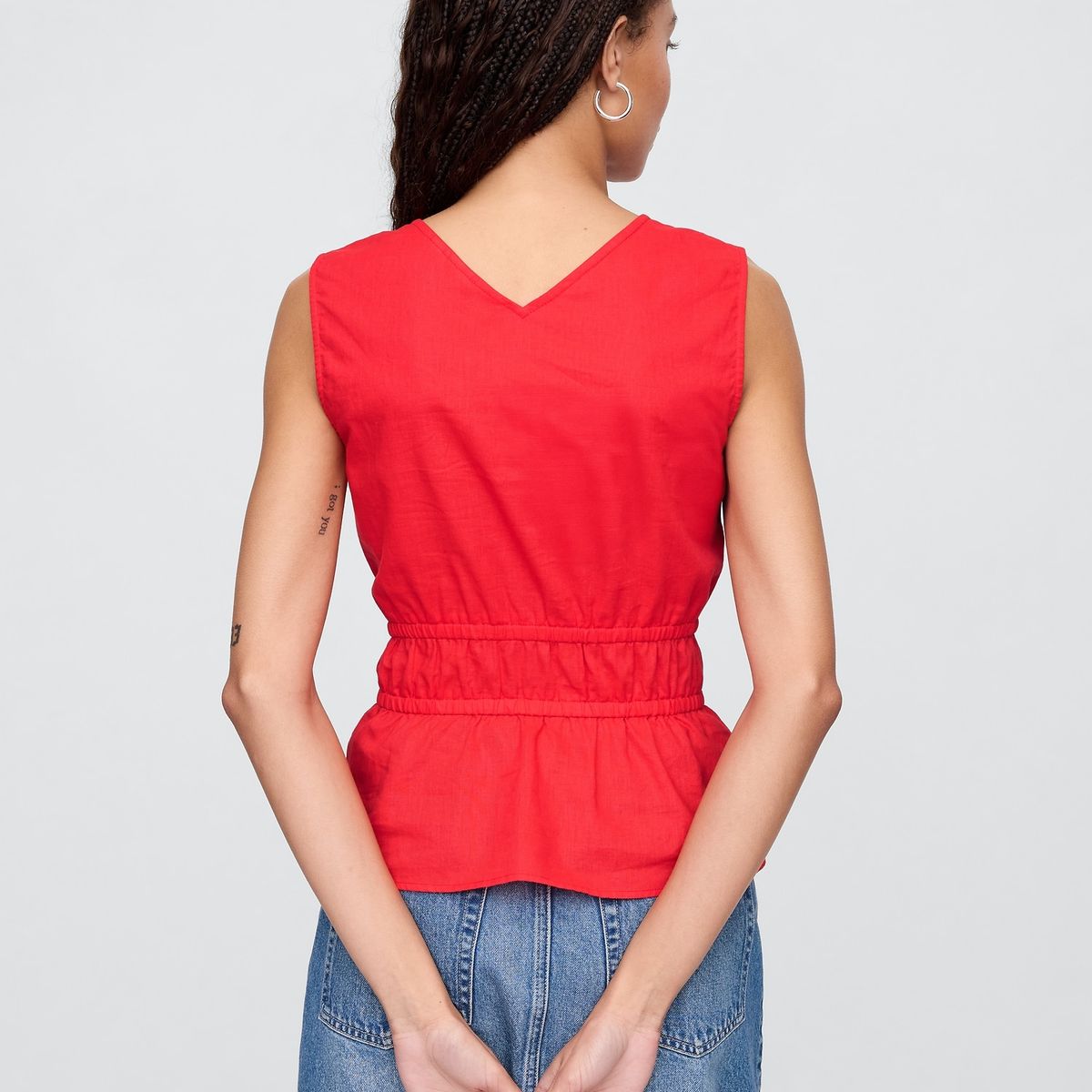 GAP - Blusa Mujer Lino Sin Mangas V25 Negro Gap