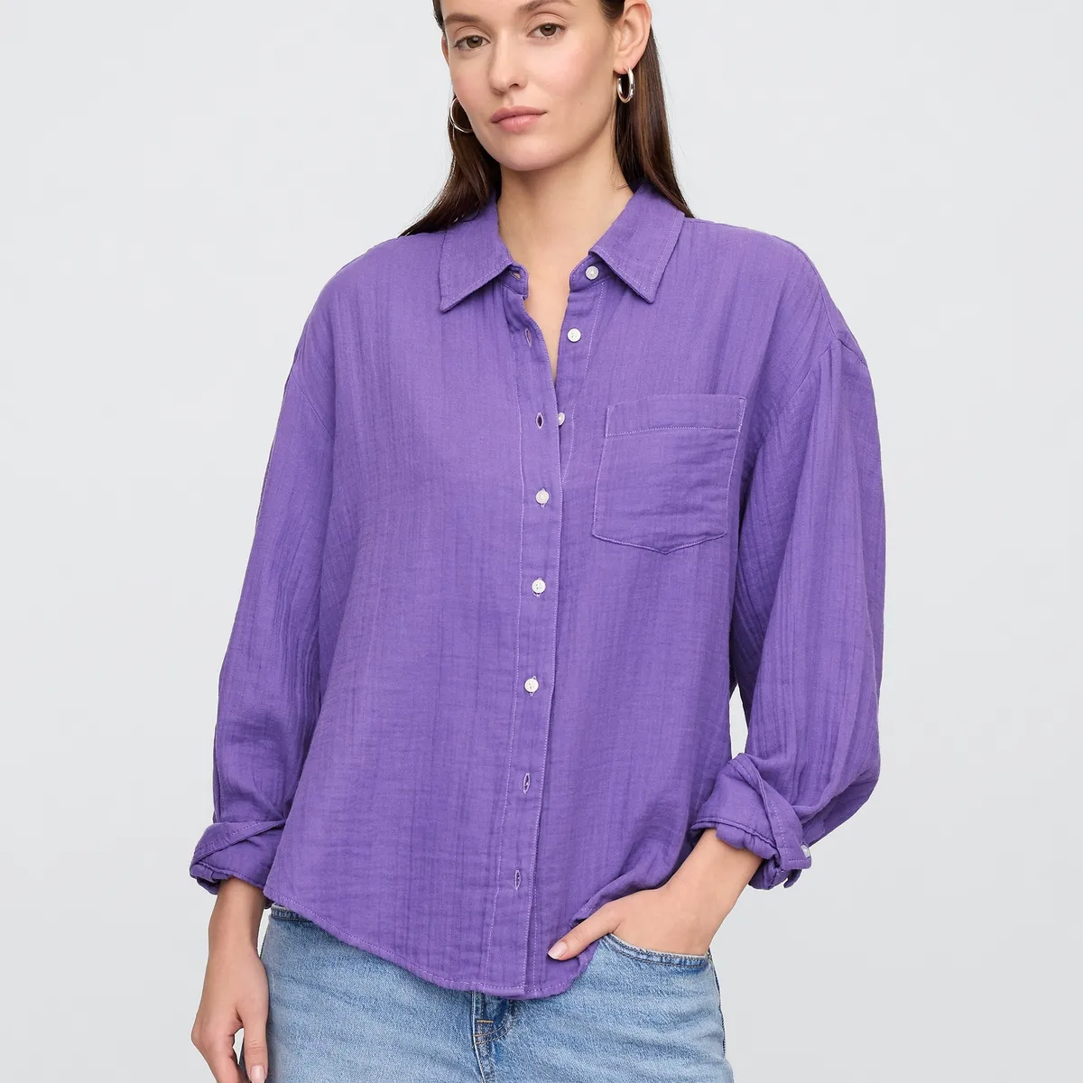 GAP - Blusa Mujer Gap Big Gauze Manga Larga Multicolor