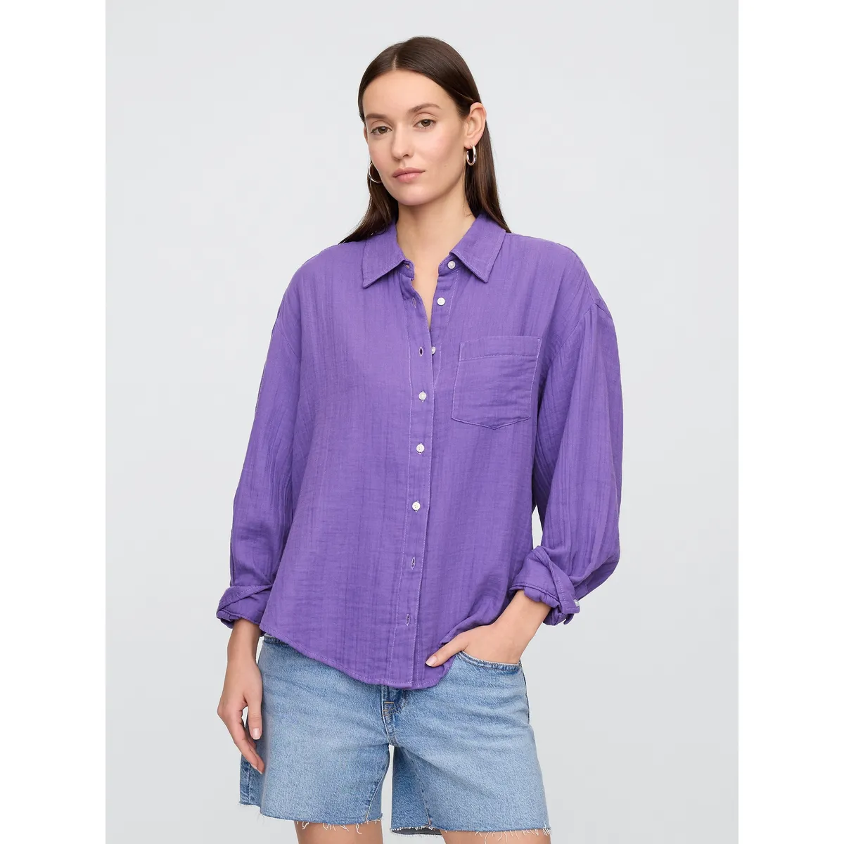 GAP - Blusa Mujer Gap Big Gauze Manga Larga Multicolor