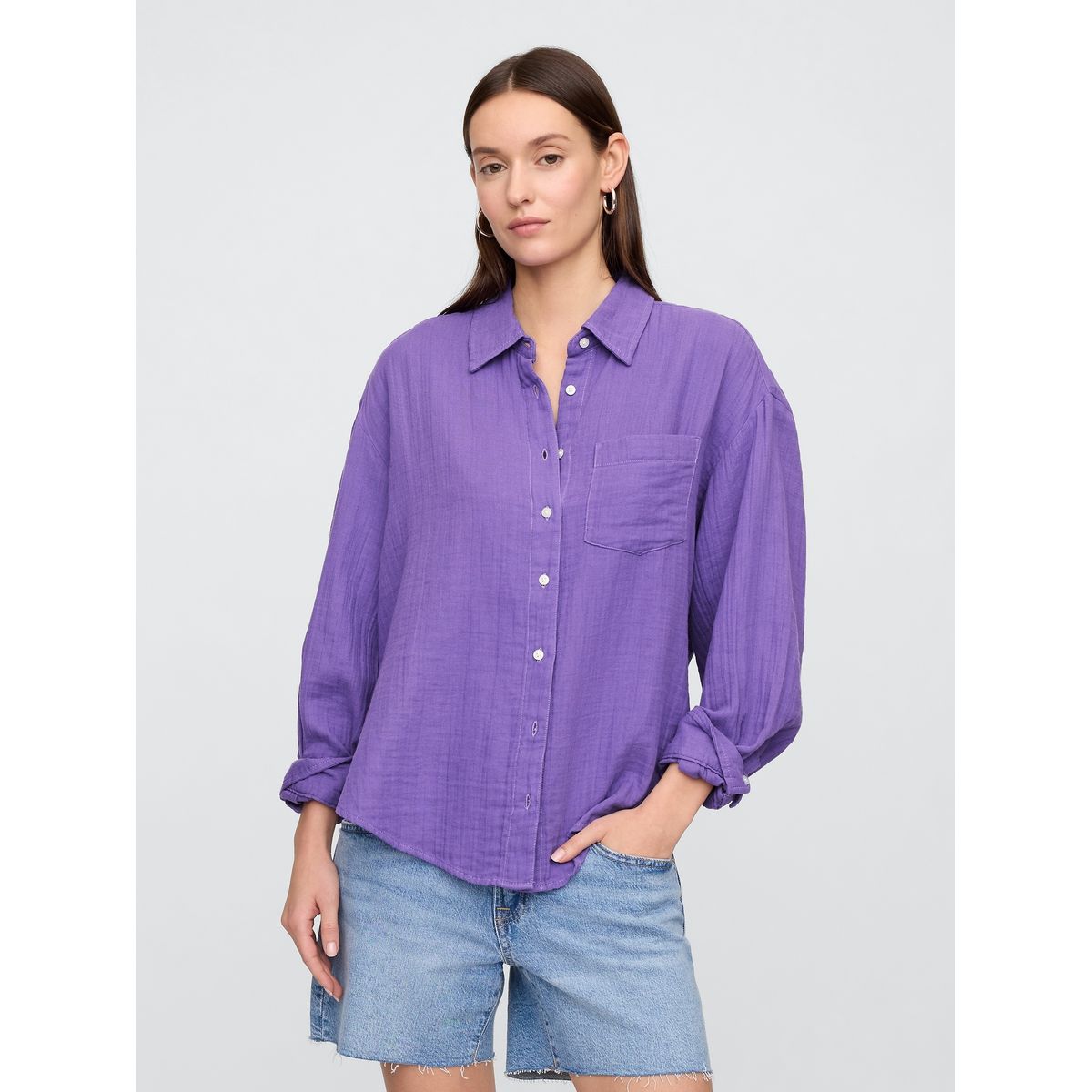 GAP - Blusa Mujer Big Gauze Manga Larga Multicolor Gap