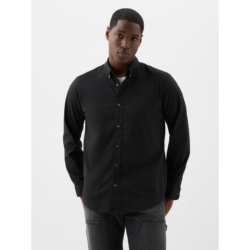 GAP - Camisa Hombre Popelina Manga Larga Negro Gap
