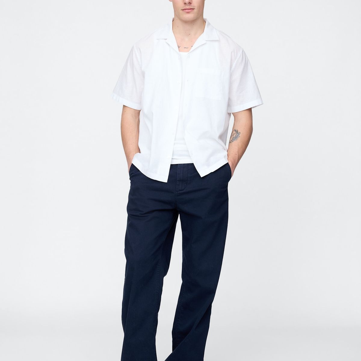 GAP - Camisa Hombre Lino V25 Manga Corta Blanco Gap