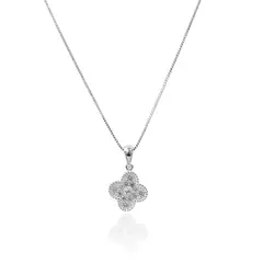 ANDREA COGGIOLA JOYAS - Collar Trébol 4 Hojas Circón Blanco Plata Fina 925