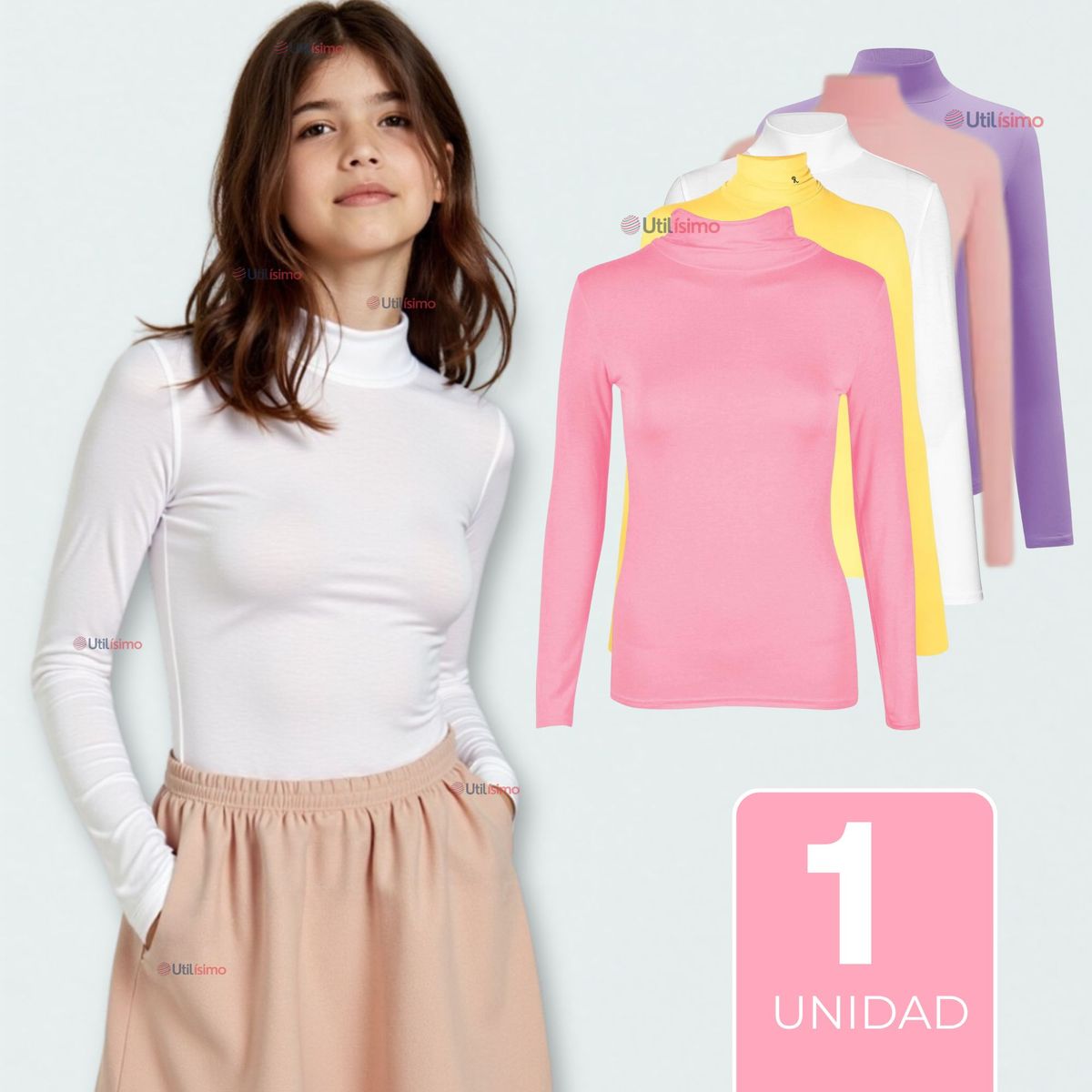 UTILISIMO - Camiseta Niña Primera Capa Bambú Invierno Cuello Beatle Polera