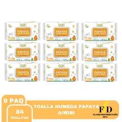 AIWIBI - TOALLAS HUMEDAS PAPAYA 999% AGUA PACK 9X84UN
