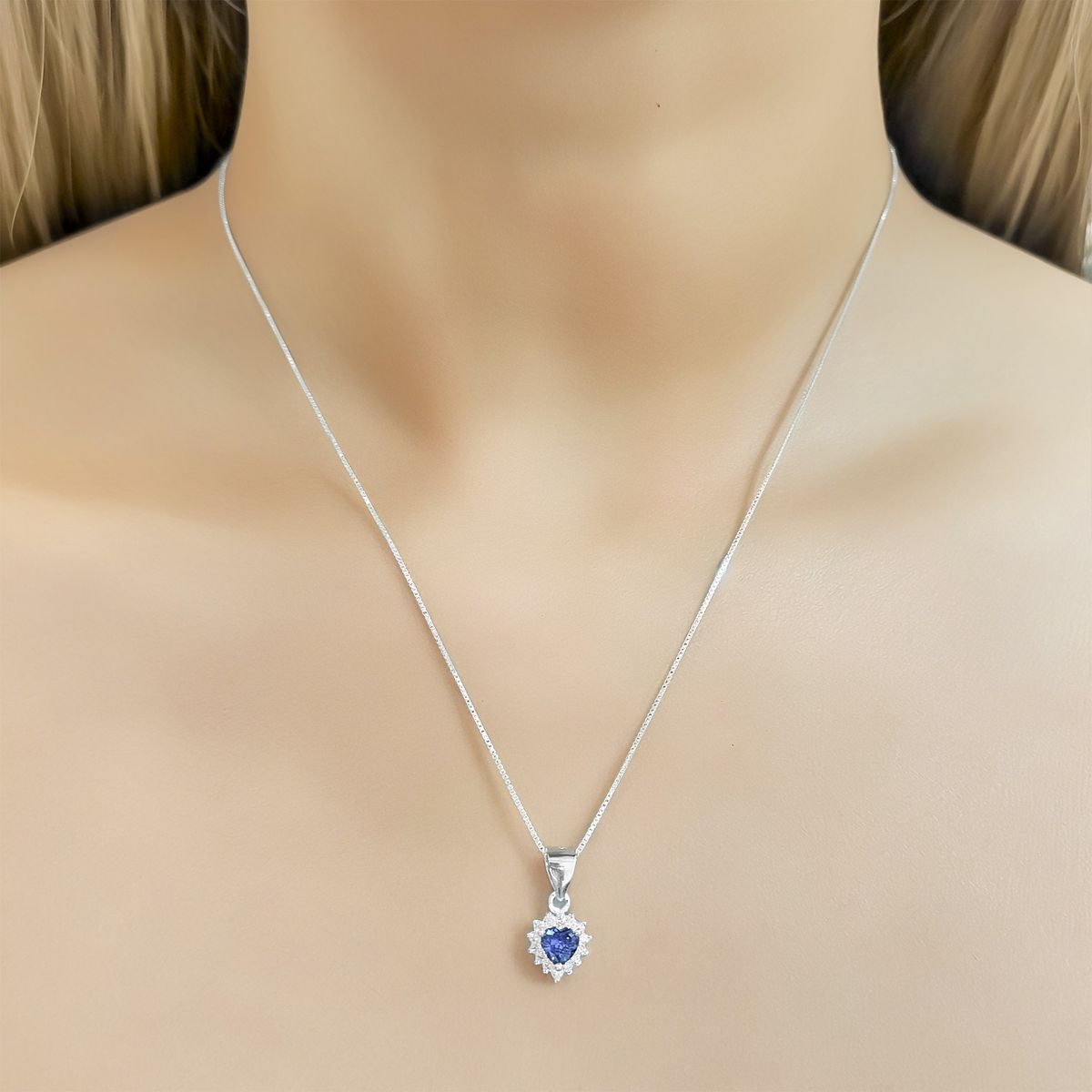 COGGIOLA - Collar Lady Corazón Circón Morado Plata Fina 925