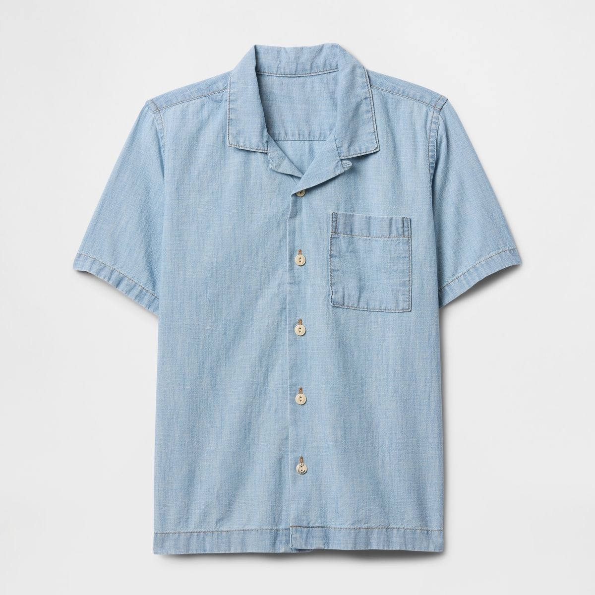 GAP - Camisa Niño Gap Denim Boxy Manga Corta Azul