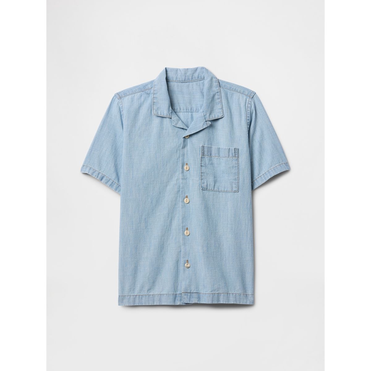 GAP - Camisa Niño Gap Denim Boxy Manga Corta Azul