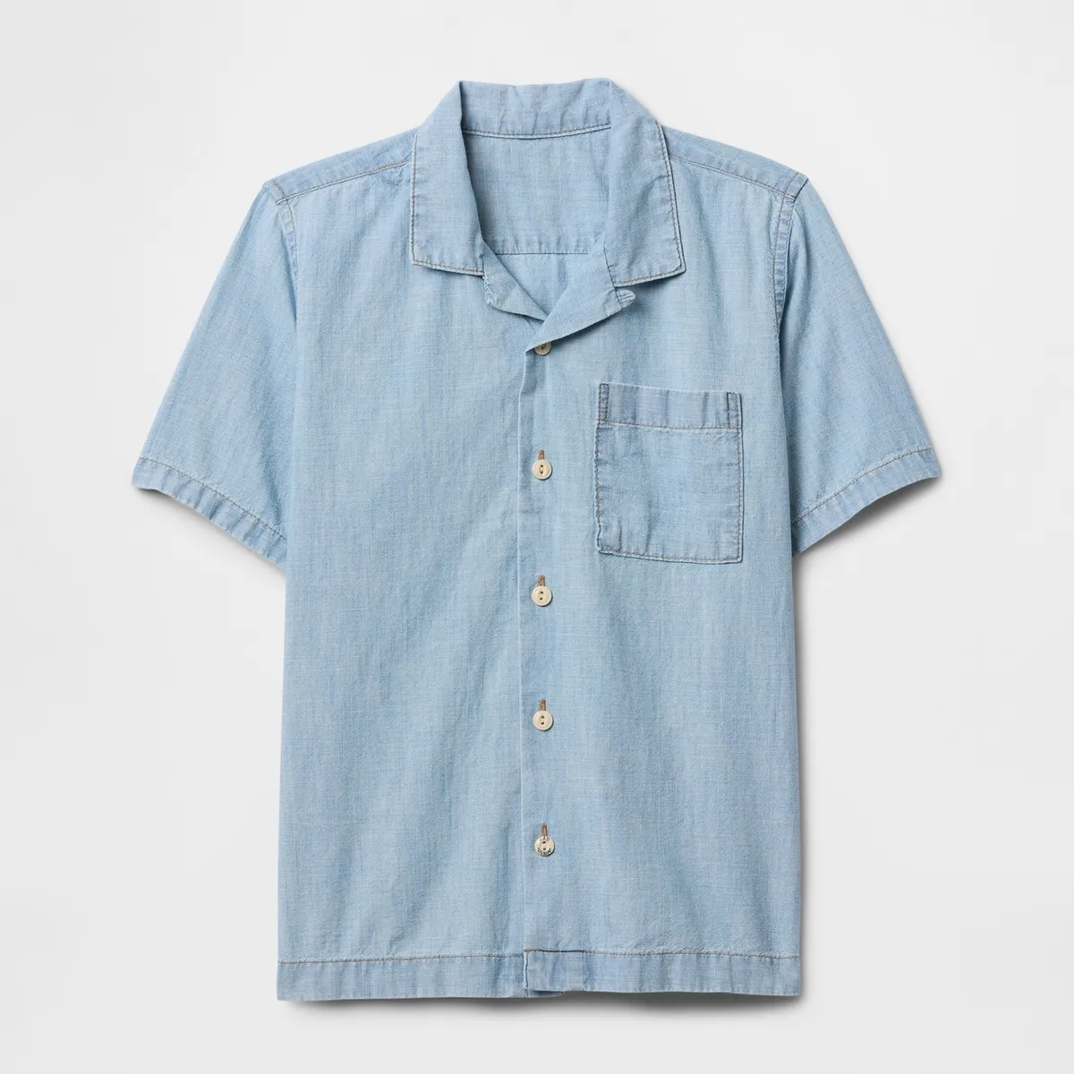 GAP - Camisa Niño Gap Denim Boxy Manga Corta Azul