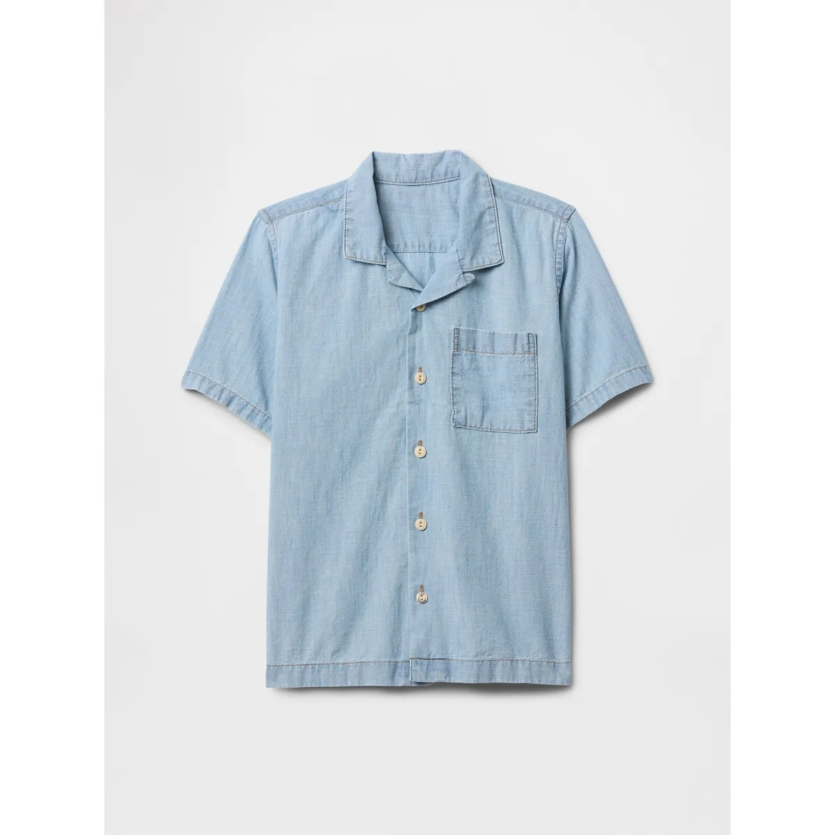 GAP - Camisa Niño Gap Denim Boxy Manga Corta Azul