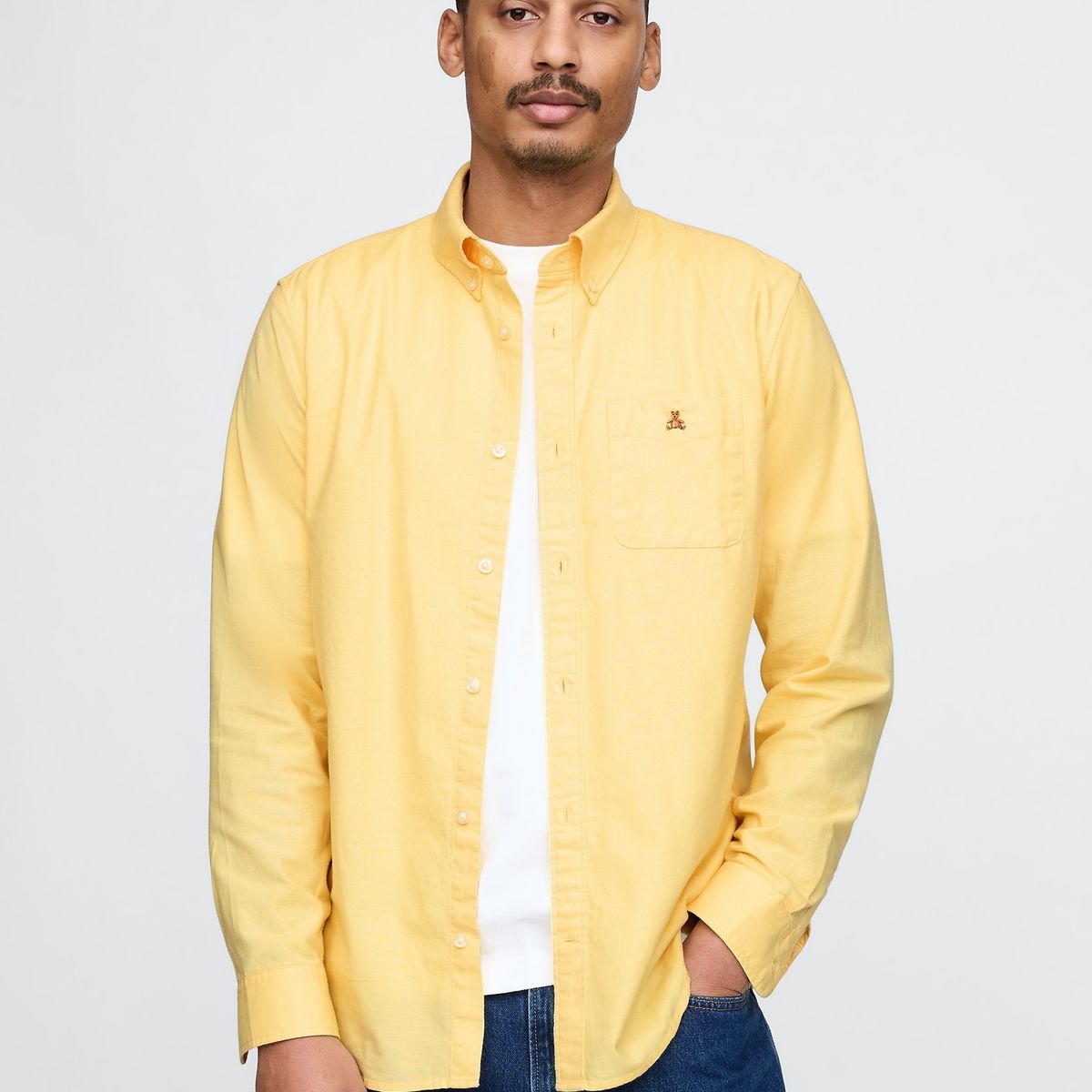 GAP - Camisa Hombre Oxford Brannan Manga Larga Amarillo Gap