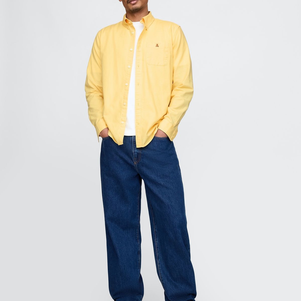 GAP - Camisa Hombre Oxford Brannan Manga Larga Amarillo Gap