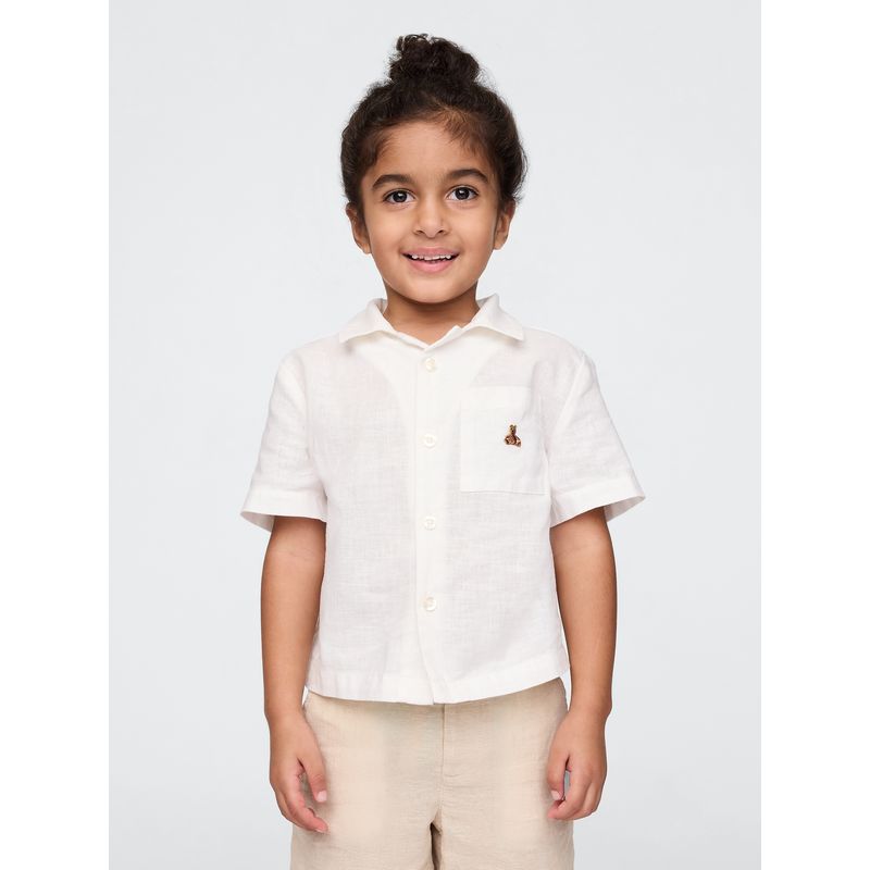 GAP - Camisa Toddler Niño Cabana Lino Manga Corta Blanco Gap