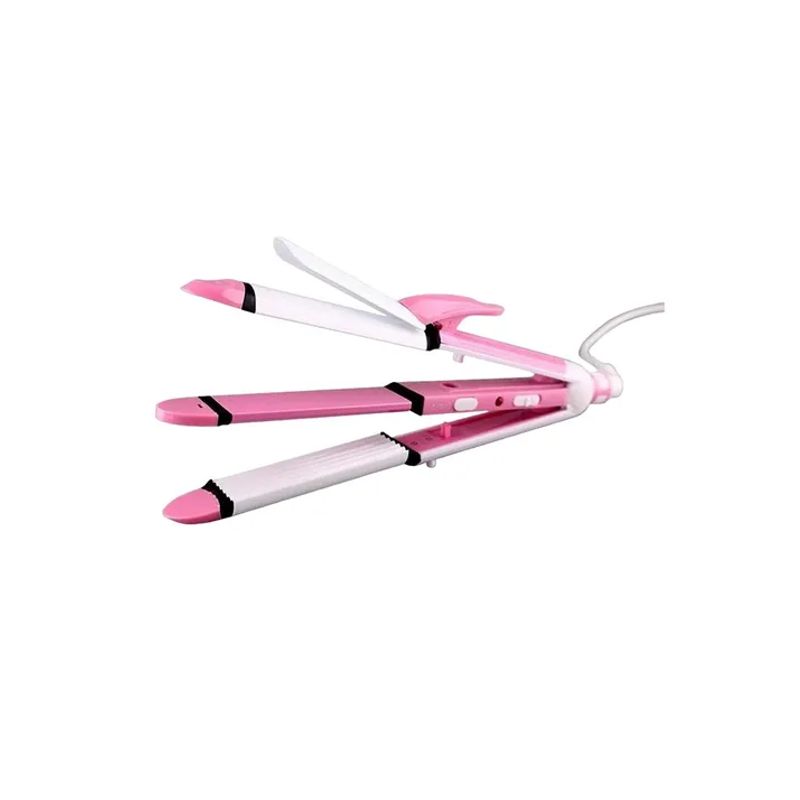 GENERICO - Plancha Rizador Ondulador Buclera Nova 4en1 Multifuncional Color Rosa