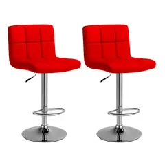 GLOBAL LATIN GROUP - Pack 2 Sillas Taburete Piso Bar Giratoria con Respaldo Cuadrado - Rojo