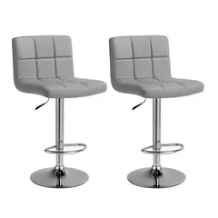 GLOBAL LATIN GROUP - Pack 2 Sillas Taburete Piso Bar Giratoria con Respaldo Cuadrado - Gris
