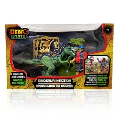 DINO STATE - Set Dinosaurio en Acción con Accesorios y Escenario Jurásico