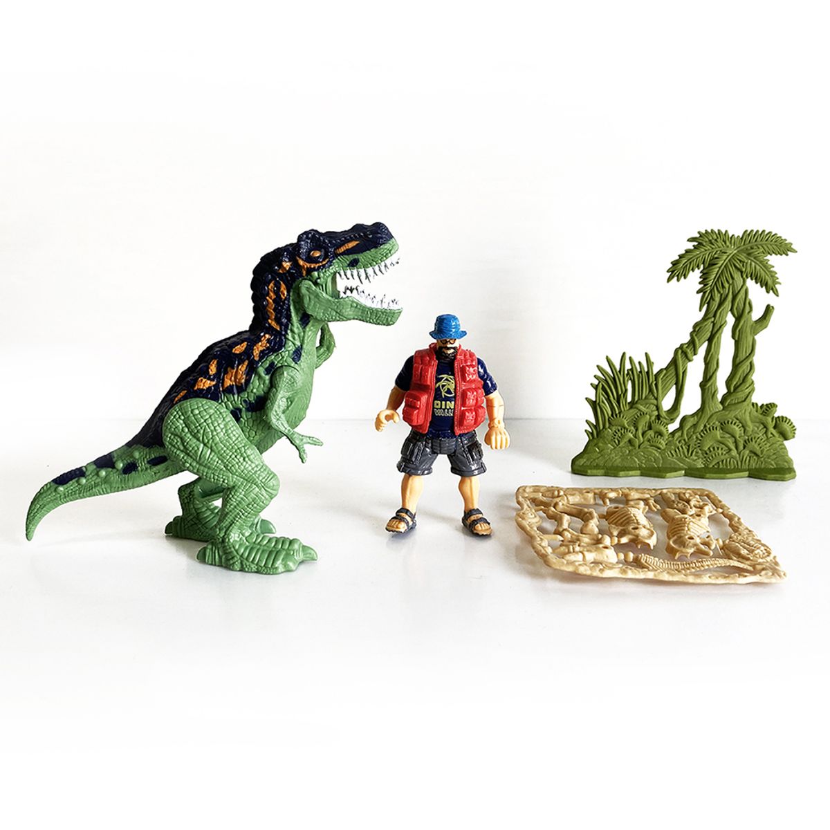 DINO STATE - Set Dinosaurio con Accesorios y Escenario Jurásico Juguete