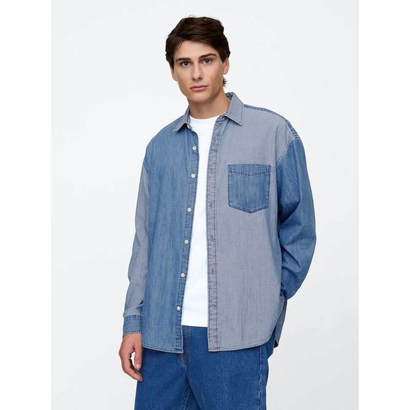 GAP - Camisa Hombre Denim Block Manga Larga Multicolor Gap