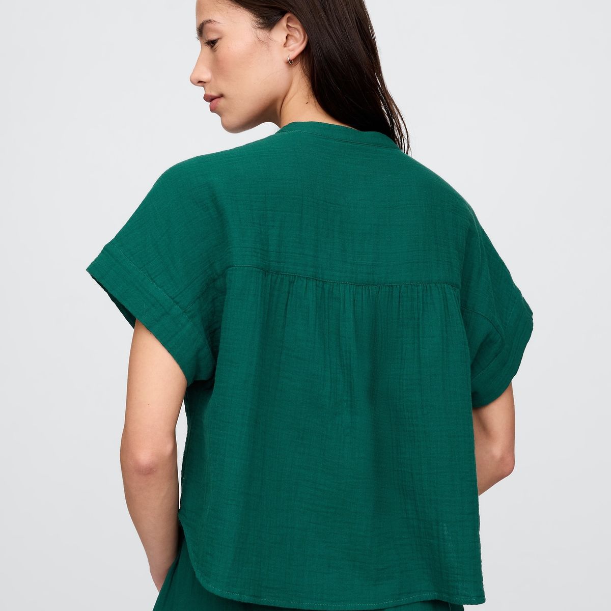 GAP - Blusa Mujer Gauze Dolman Manga Corta Verde Gap