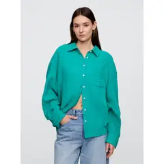 GAP - Blusa Mujer Big Gauze Manga Larga Verde