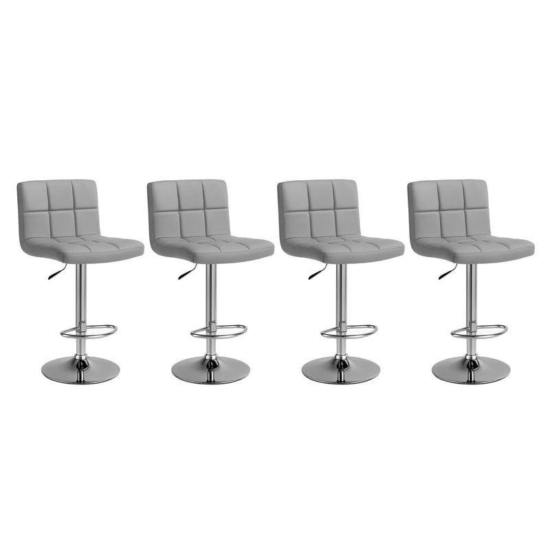 GLOBAL LATIN GROUP - Pack 4 Taburetes Bar Giratorios 60-80 cm PU Base Acero y ajustable - Gris