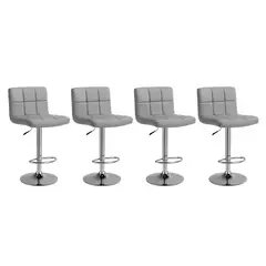 GLOBAL LATIN GROUP - Pack 4 Sillas Taburete Piso Bar Giratoria Con Respaldo Cuadrado - Gris