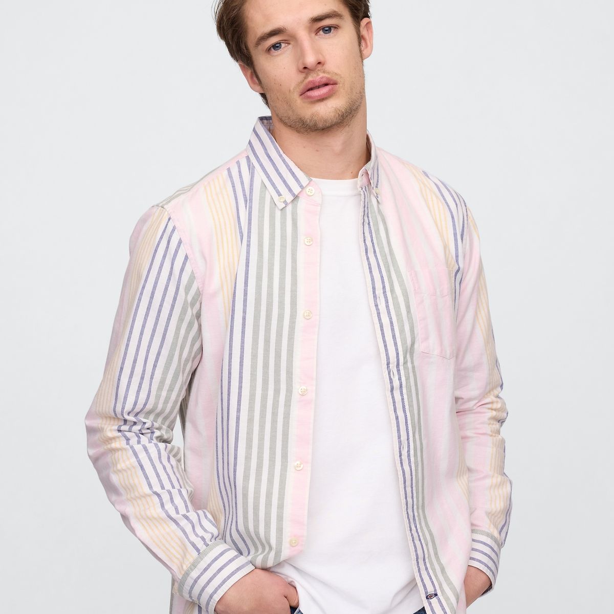 GAP - Camisa Hombre Oxford Manga Larga Multicolor Gap