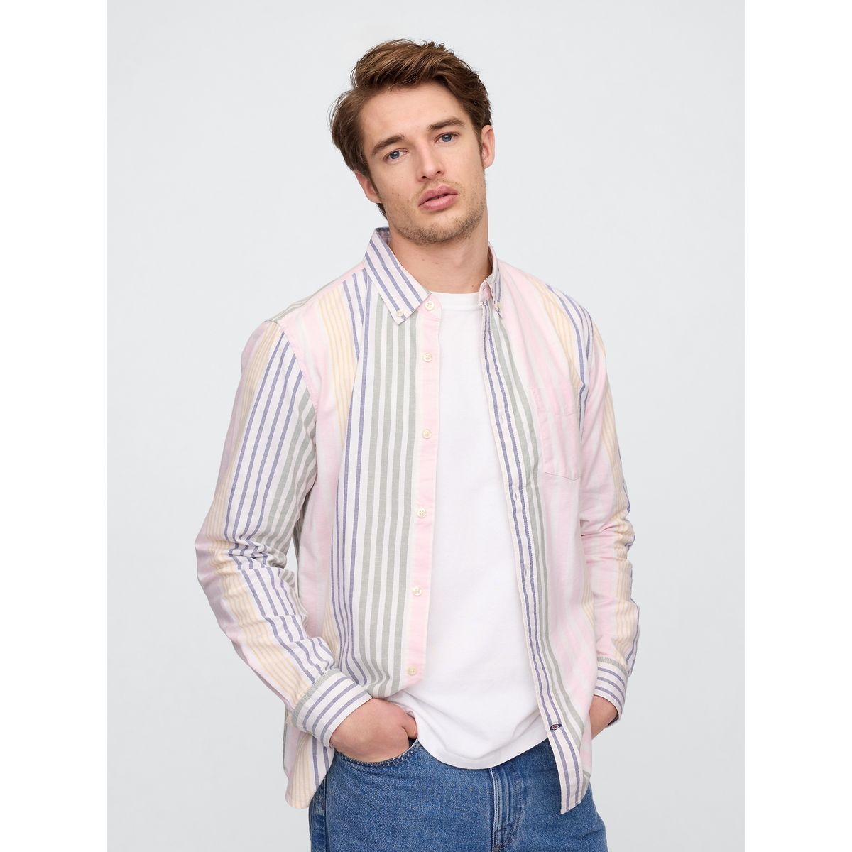 GAP - Camisa Hombre Oxford Manga Larga Multicolor Gap