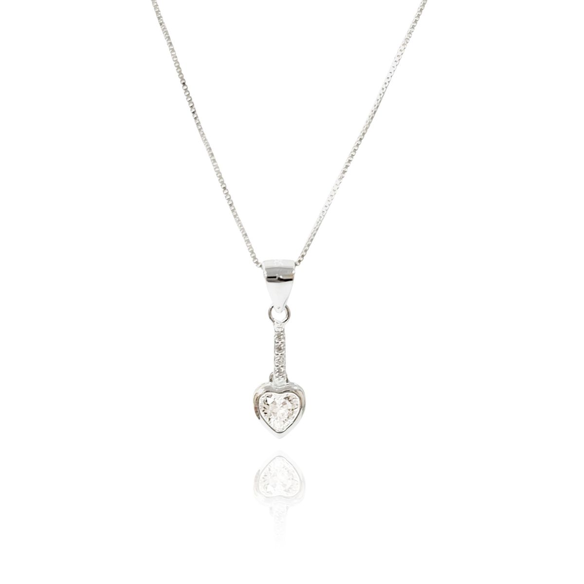 COGGIOLA - Collar Barra Corazón Circón Plata Fina 925