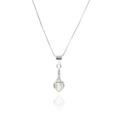 COGGIOLA - Collar Barra Corazón Circón Plata Fina 925