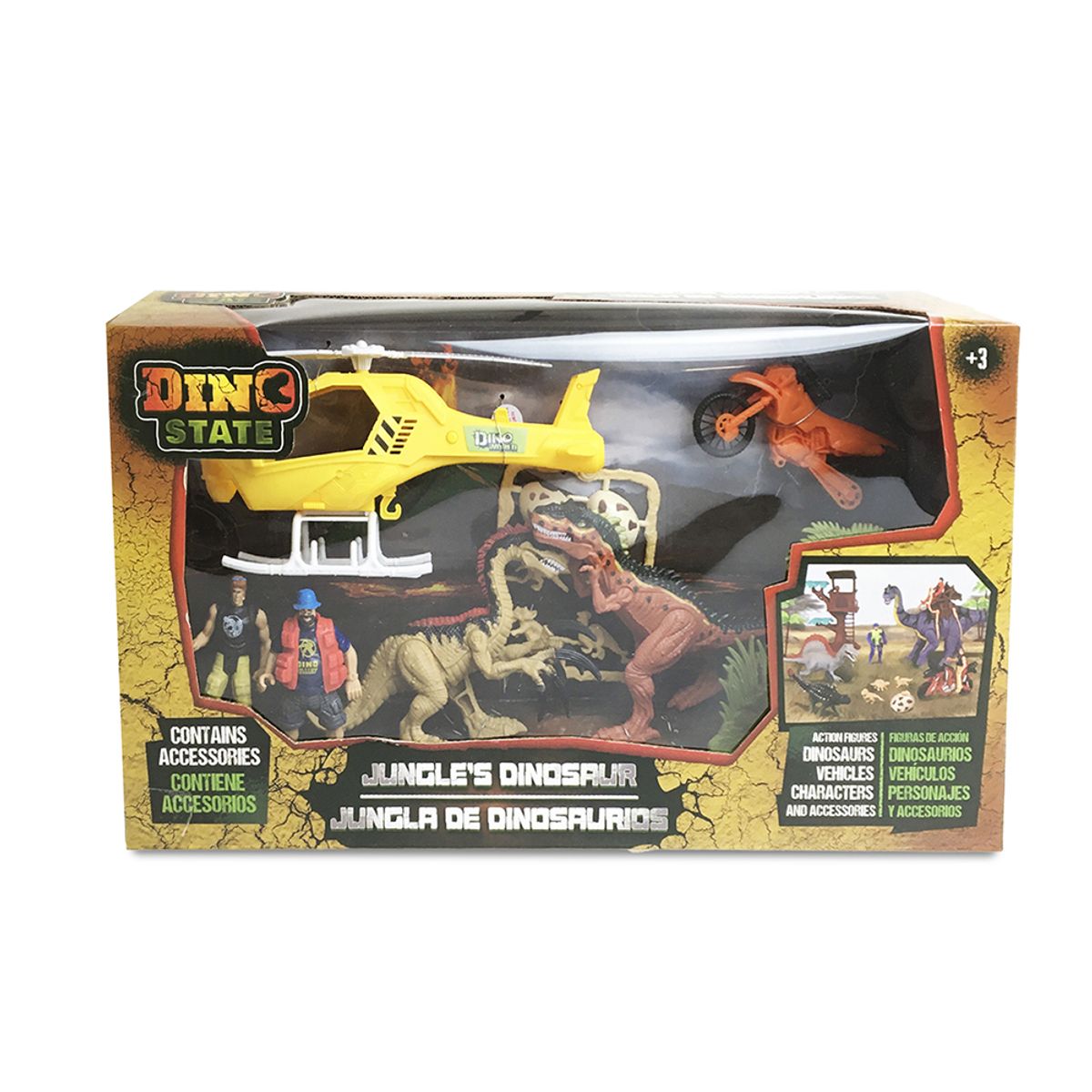 DINO STATE - Juguete Set con Dinosaurios y Figuras de Exploración