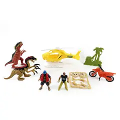 DINO STATE - Set con Helicóptero Dinosaurios y Figuras de Exploración