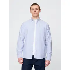GAP - Camisa Hombre Oxford Stripes Manga Larga Azul