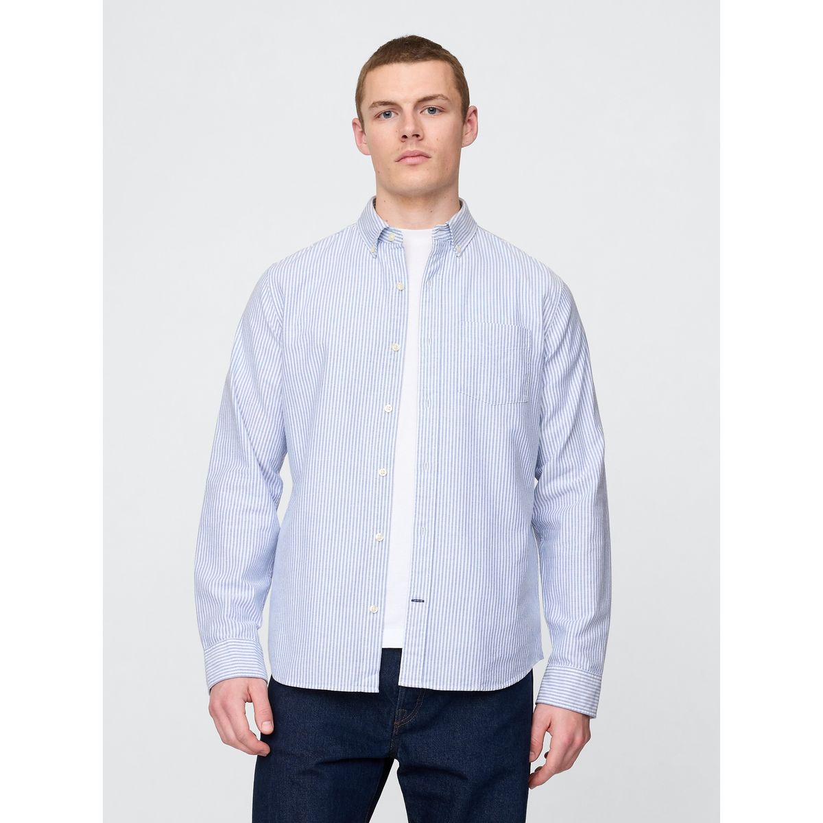 GAP - Camisa Hombre Gap Oxford Stripes Manga Larga Azul