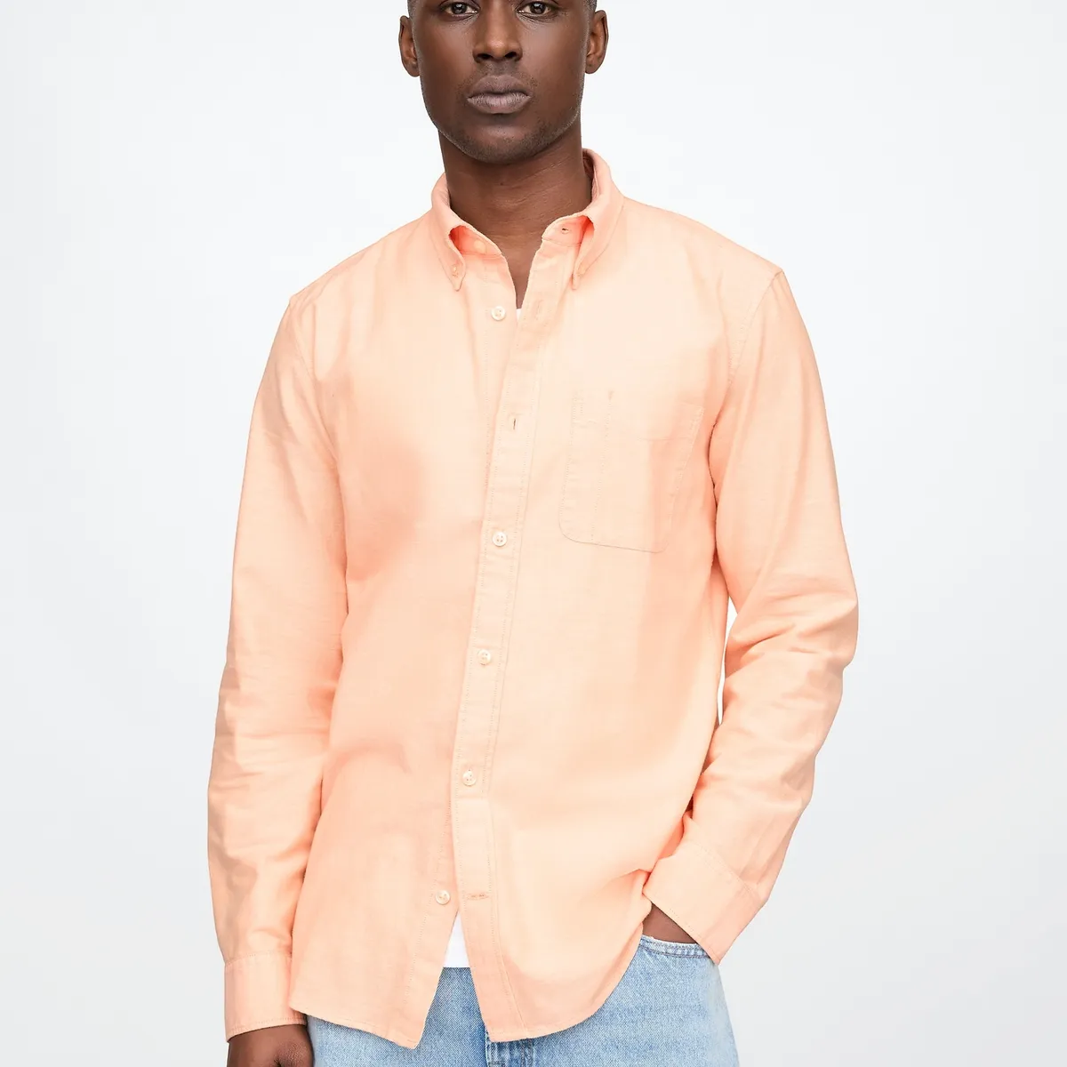 GAP - Camisa Hombre Gap Oxford Standard Fit Manga Larga Naranjo