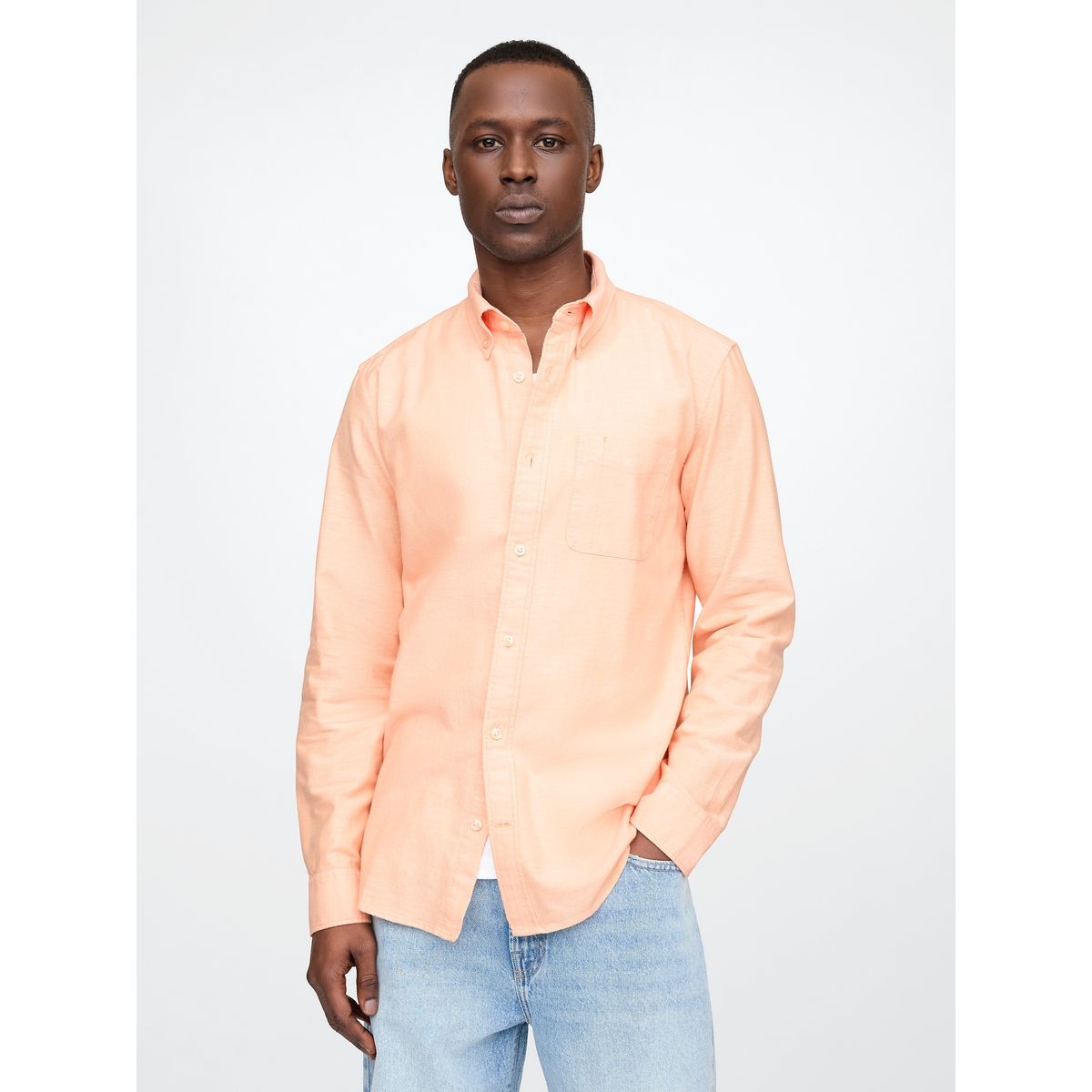 GAP - Camisa Hombre Gap Oxford Standard Fit Manga Larga Naranjo